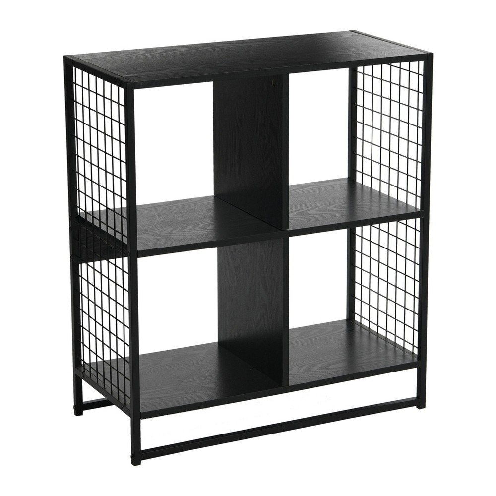 Photos - Wall Shelf Household Essentials 28.15" Trellis 4 Shelf Bookshelf Black Oak