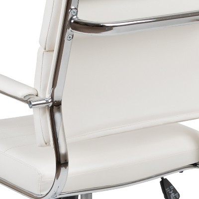White Leather Mid-Back Ergonomic Executive Swivel Chair
