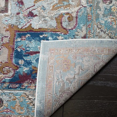 Reversible Rectangular Easy Care Synthetic Area Rug, Blue, 10' x 14'