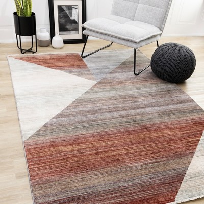 Rug Branch Contemporary Distressed, Geometric White Indoor Area Rug