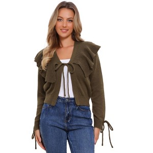 Jess by Meiko Women's Lightweight Flouncy Tie Cardigan - 1 of 4