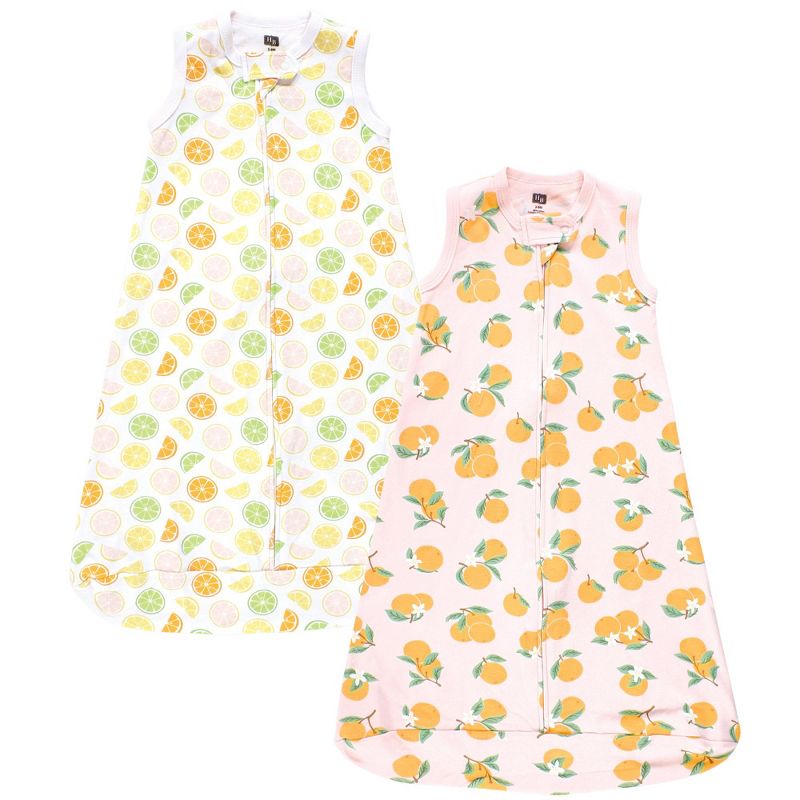 Hudson Baby Infant Girl Interlock Cotton Sleeveless Sleeping Bag, Citrus Orange, 1 of 6