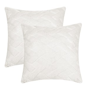 Unique Bargains Soft Plush Decorative Throw Solid Striped Pillow Covers 2 Pcs - 1 of 4