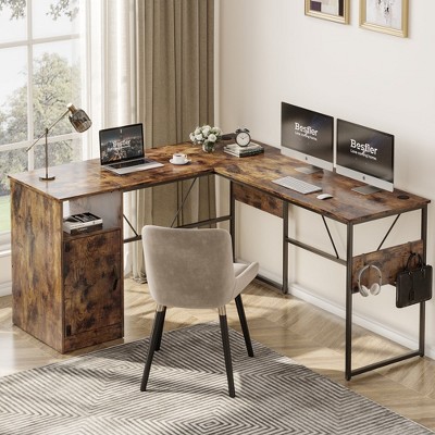 Bestier L Shaped Desk 95" Computer Corner Desk Long Table with Storage for Home Office