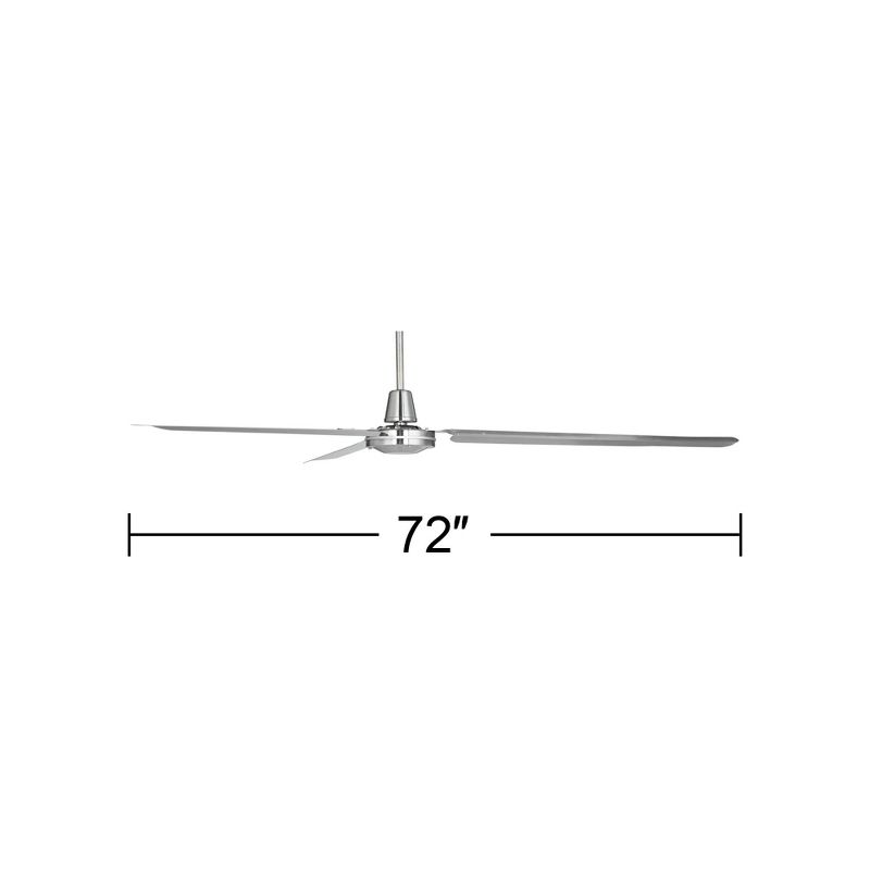 72" Casa Vieja Velocity Modern Industrial 3 Blade Indoor Outdoor Ceiling Fan Brushed Nickel Damp Rated for Patio Exterior House Home Porch Gazebo Barn, 5 of 11