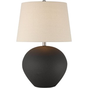 360 Lighting Paulo 24 1/2" High Pot Farmhouse Rustic Southwestern Table Lamp Matte Black Ceramic Single Beige Shade Living Room Bedroom Bedside - 1 of 4