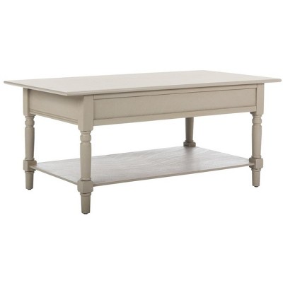 Vintage Gray Rectangular Wood Coffee Table with Storage