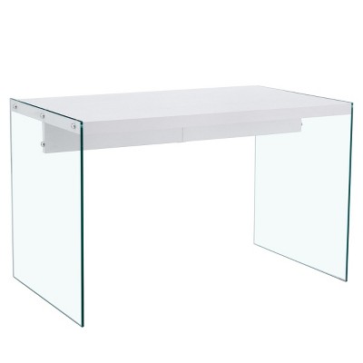 GlasFlength Coffee Tables Coffee Table Sturdy Tempered Glass Top Multi Function Design for Living Room Lounge, White, 47.2"*27.5"*30"