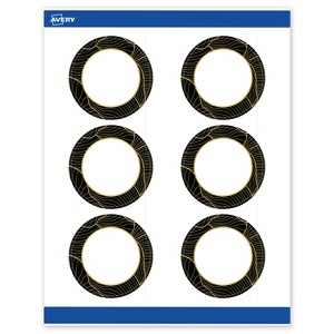 Avery Round Labels, Black with Gold Pattern, 3" Diameter - 1 of 4