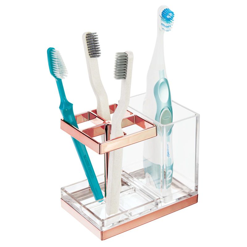 mDesign Plastic Toothbrush/Toothpaste Storage Organizer Holder, 3 of 9