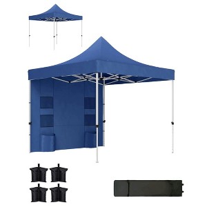 Resenkos Backyard Garden Canopy, Camping Canopy Screen Tent,10' x 10' Heavy Duty Pop Up Canopy Tent with Sidewall, Storage Pockets, Dark - 1 of 4