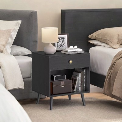 Small Bedside Table with Drawer - Nightstand, Elegant Nightstand Doubles as a Small Bedside Table with Drawer Open Compartment