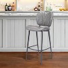 HomeRoots 30" Gray And Black Faux Leather And Steel Low Back Bar Height Bar Chair - 2 of 4