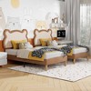 VECELO Twin Size Brown Kid Bed Frame Set of 2, Bear-Shaped Wooden Upholstered Platform Bed Frame with Adjustable Headboard, No Box Spring Needed - 4 of 4