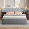 Queen Size Upholstered Platform Bed with Reading Lights, Trundle and Shelves - 2 of 4