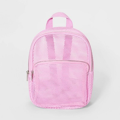 mesh pink backpack
