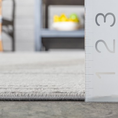 Kiley Faded Serene Stripes Gray Synthetic Indoor Area Rug, 4' 3" x 6'