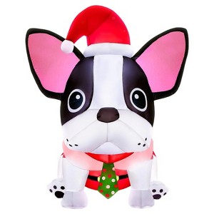 Itopfox 5FT Christmas Inflatable Outdoor Decoration with Built-in Bright LED Lights Cute Puppy in Xmas Hat and Red Suit 1 Piece - 1 of 4