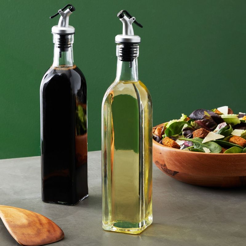 Juvale 2-Pack 17oz 500ml Olive Oil and Vinegar Cruets Glass Dispensers Bottles, 2 of 10
