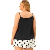 Women's Plus Size 2 Piece Sleep Short Satin Spaghetti Straps Lace Trim Camisole and Polka Dot Pajamas Sets - Agnes Orinda - 4 of 4