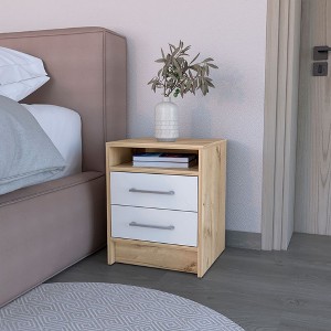 NicBex 2 Drawers Nightstand,Bedside Table with Metal Handle and 1 Open Shelf,Modern Side Table for Bedroom - 1 of 4