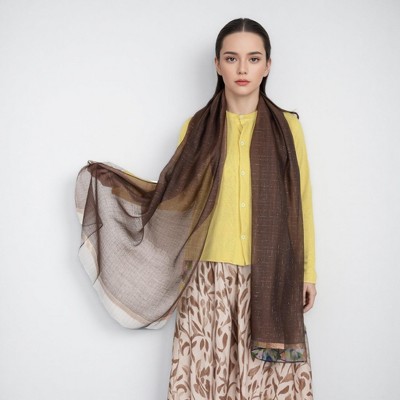 Anna-Kaci Women's Lightweight Sheer Scarf with Subtle Metallic Thread Detail Elegant Long Wrap Accessory