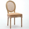 SEVOBAL Dining Chairs Set of 2 French Style Solid Wood Frame with Antique Finish Linen Fabric and Rattan Backrest, Brown, 23.4"*19.3"*37.4" - 3 of 4
