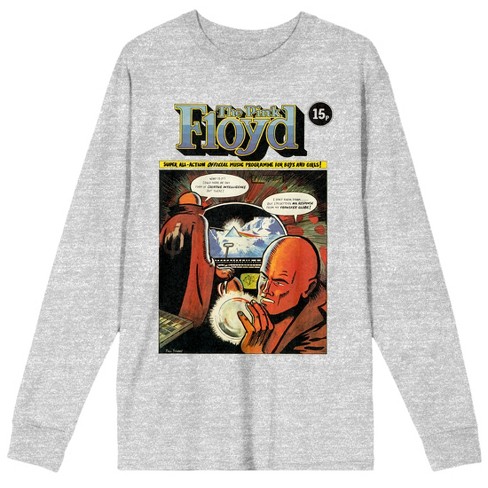 Pink Floyd Comic Crew Neck Long Sleeve Athletic Heather Men's Tee-XL