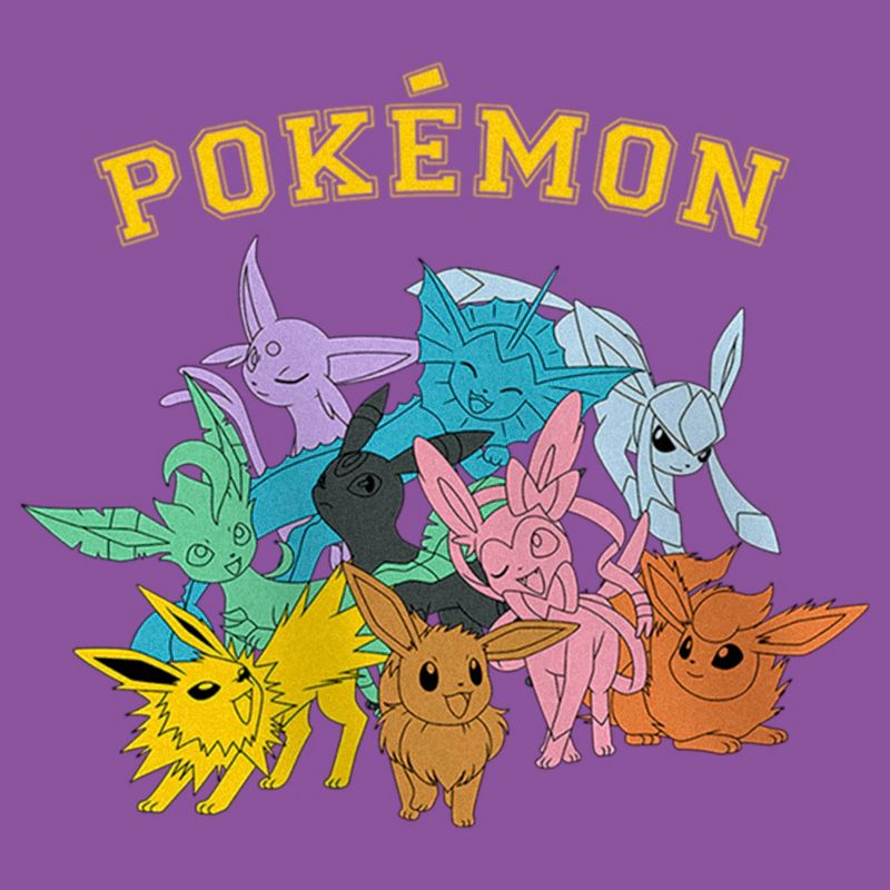 Girl's Pokemon Colorful Eeveelutions Animals T-Shirt, 2 of 5