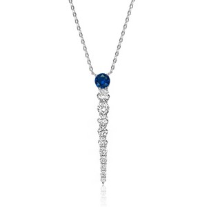 Guili 14K Gold-Plated Sterling Silver Necklace with CZ Icicle Journey Pendant in Red, Blue, or Green—Elegant, Stylish, and Perfect for Layering. - 1 of 3