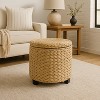 happimess Addie Modern Coastal Handwoven Water Hyacinth Storage Ottoman with Lid - 2 of 4