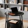 1PC/2PCS Fluted 2 Tiers Side Table Charging Station Round Storage Cabinet Mid Century Modern End Table Small Space Bedroom Living Room - 4 of 4
