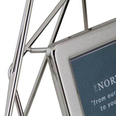 Silver Geometric Metal and Glass 8" x 9.5" Tabletop Photo Frame