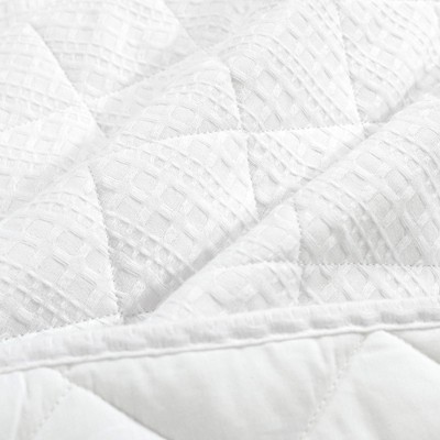 Haniya White Cotton Waffle Weave Full/Queen Quilt Set