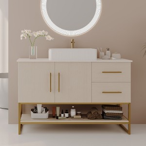 GDFStudio Camila Modern Bathroom Vanity with Ceramic Sink, 2 Drawers, 2 Doors and 1 Open Shelf - 1 of 4