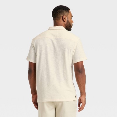 Мужские рубашки Goodfellow & Co Men's Short Sleeve Knit Camp Shirt - Goodfellow & Co™ Ivory L — фото 2