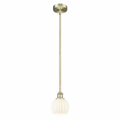 White Venetian - 1 Light Stem Hung Mini Pendant In Modern Style-7.5 Inches Tall and 6 Inches Wide