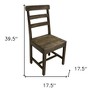 HomeRoots Set of Two Dark Brown Wood Ladder Back Dining Side Chairs - 3 of 4