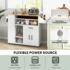 Tangkula Drop-Leaf Kitchen Island Cart w/ Power Outlet Wine Rack Glass Holder Drawer - 4 of 4