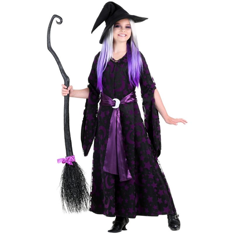 HalloweenCostumes.com Girls Purple Moon Witch Costume, 2 of 3