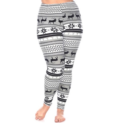 Women's Plus Size Printed Leggings - One Size Fits Most Plus - White Mark :  Target