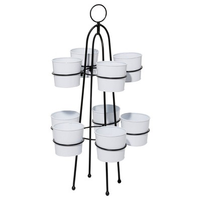 9-in-1 Metal Enamel Planter Stand White - Olivia & May