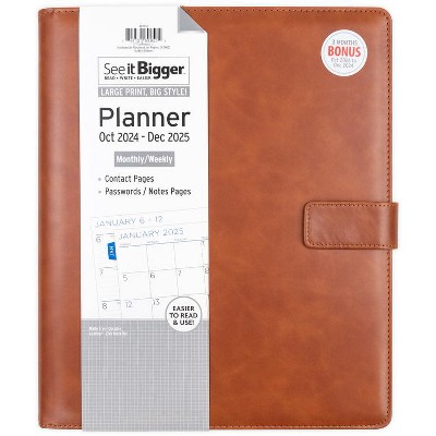 See It Bigger Large Upgraded Monthly Weekly 15 Month Magnetic Closure Padfolio Planner