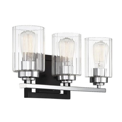 Matte Black and Polished Chrome 3-Light Vanity Fixture