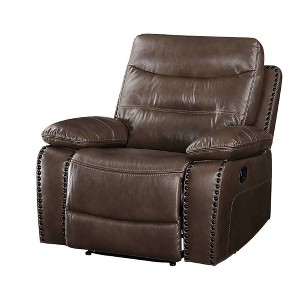 42" Aashi Gel Match Power Motion Recliner Brown Leather - Acme Furniture: Upholstered, Metal Frame, 60 Day Warranty - 1 of 4