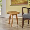 Okak Minimalism Acacia Wood Side Table with 3 Legs, End Table with Thick Tabletop, Accent Table for Living Room, Bedroom, Sofa Side - 2 of 4
