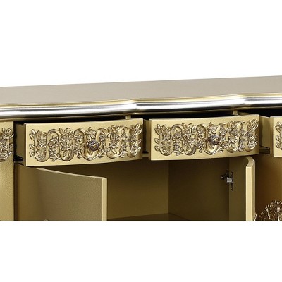76" Gold Finish Rococo Style Ornate Wood Composite Server