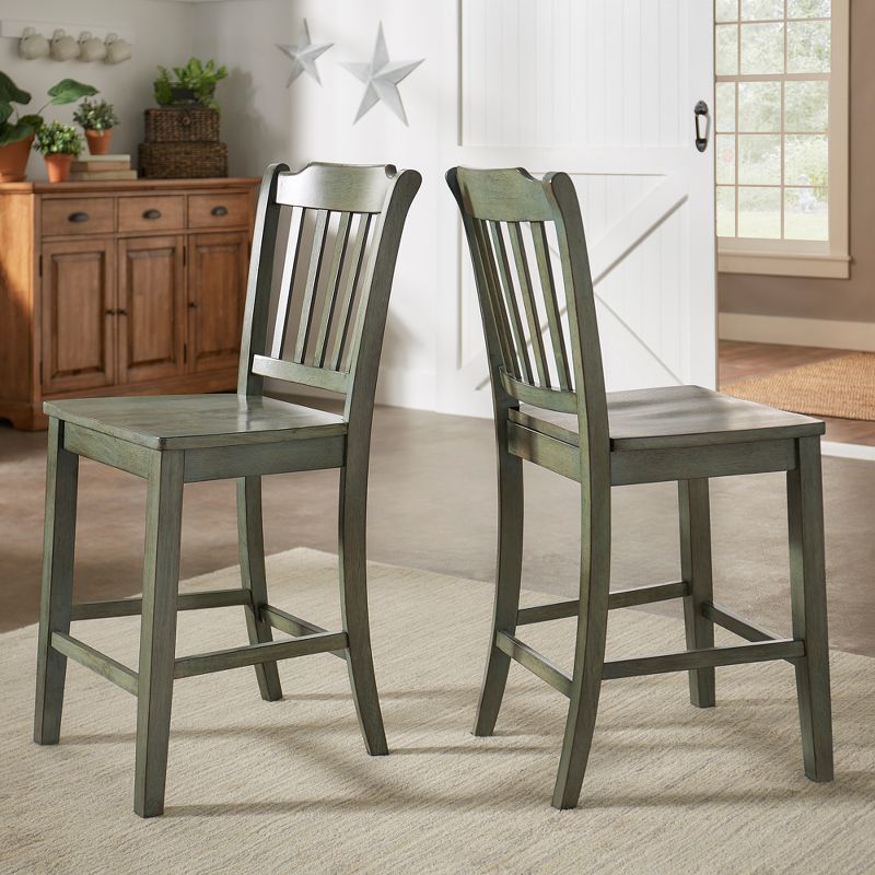 Set of 2 24" South Hill Slat Back Wood Counter Height Chair - Inspire Q, 5 of 6