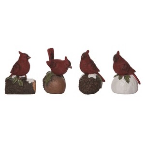 Transpac Resin Wild Cardinal Figurine Set of 4 Christmas Home Decorations - 1 of 1