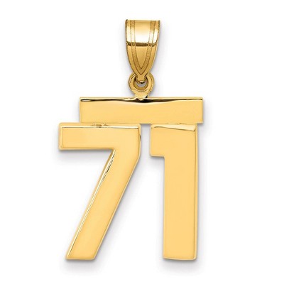 Black Bow Jewelry 14k Yellow Gold, Athletic Collection Medium Polished Number 71 Pendant